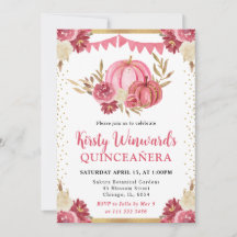 Pumpkins Floral Rosa e Dourada Queiceanera