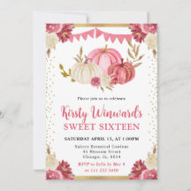 Pumpkins Floral Rosa e Dourado Queda Doce 16