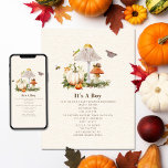 Convites Pumpkins Mushroom Woodland Insetos Boy Chá de fral<br><div class="desc">A página do livro de histórias da Natureza inspirou um convite ao chá de fraldas com ilustração de dois cogumelos cercados por traça,  abelha,  gafanhoto e caracol com duas abóboras.</div>