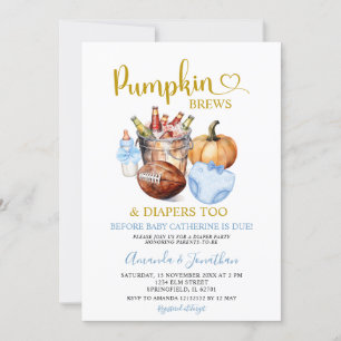 Convites Pumpkins quebra Fraldas Blue Fall Boy Gender Reven