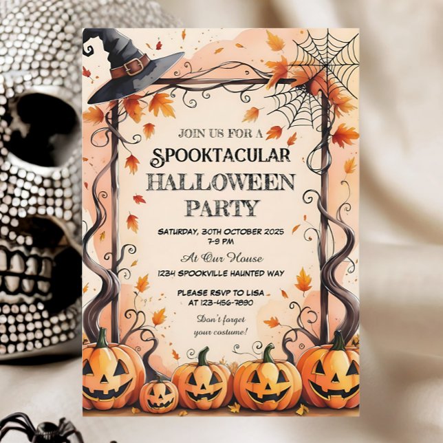 Convites Pumpkins, Spider Webs & Witt Halloween Party (Criador carregado)