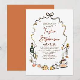 Convites Pumpkins Whimsical Funky Hand Draky Queda Aniversá