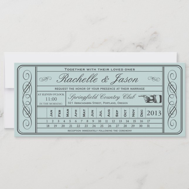 Convites Punchout do bilhete II do casamento vintage (Frente)