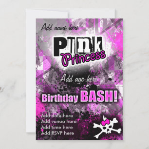 Convites Punk Princesa Birthday Bash