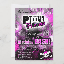 Convites Punk Princess Birthday Bash