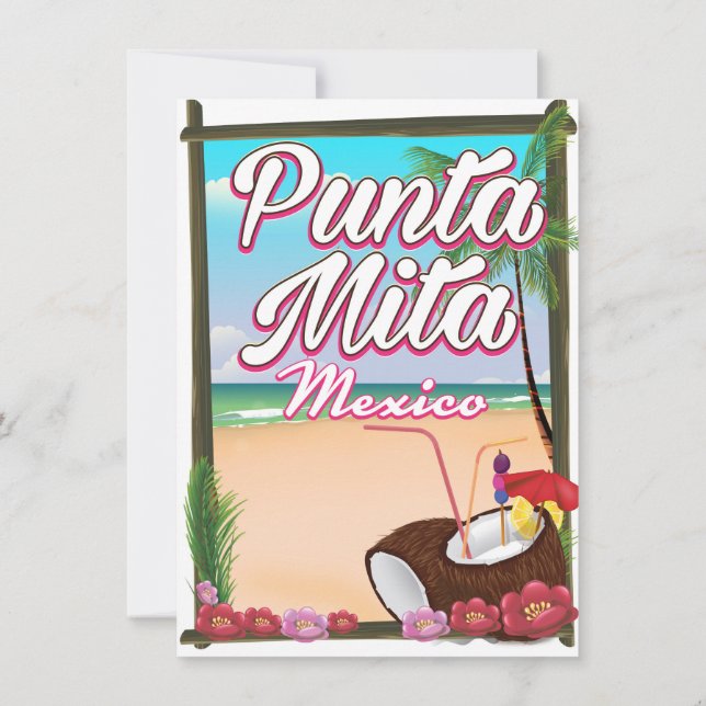 Convites Punta Mita, México pôster de viagem de praia (Verso)