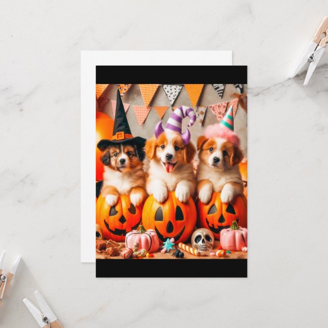 Convites Puppies halloween party (Frente/Verso In Situ)