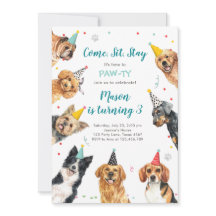 Puppy Birthday Convidando Cachorro Festa Pawty Boy