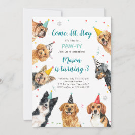 Convites Puppy Birthday Convidando Cachorro Festa Pawty Boy