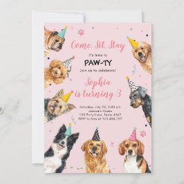 Convites Puppy Birthday Convide Cachorro Festa Pawty Girl