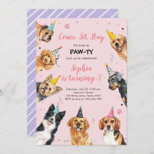 Convites Puppy Birthday Convide Cachorro Festa Pawty Girl