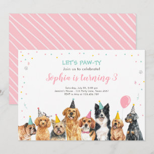 Convites Puppy Birthday Convide Cachorro Festa Pawty Girl