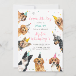 Convites Puppy Birthday Convide Cachorro Festa Pawty Girl