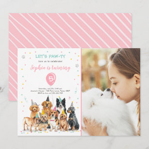 Convites Puppy Birthday Convide Cachorro Festa Pawty Girl