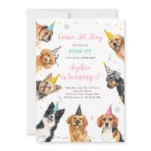 Puppy Birthday Convide Cachorro Festa Pawty Girl