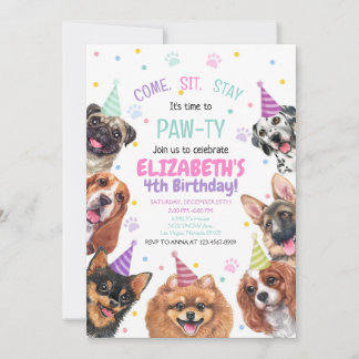 Convites Puppy Birthday Convide Cachorro Festa Pawty Girl