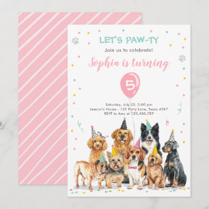 Convites Puppy Birthday Convide Cachorro Festa Pawty Girl