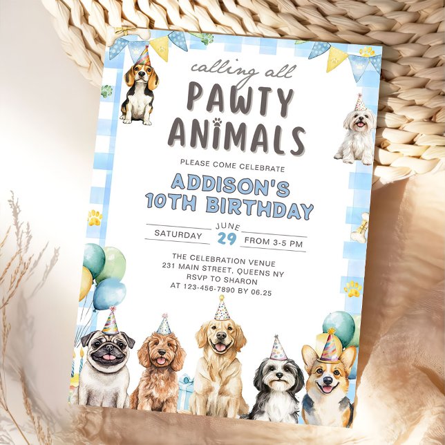 Convites Puppy Calling All Pawty Animals Birthday (Criador carregado)