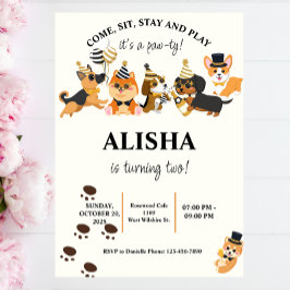 Convites Puppy Dog Aniversário Pawty Aniversário
