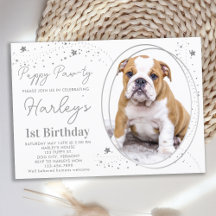 Puppy Dog Aniversário Personalizado Pet Foto Silve
