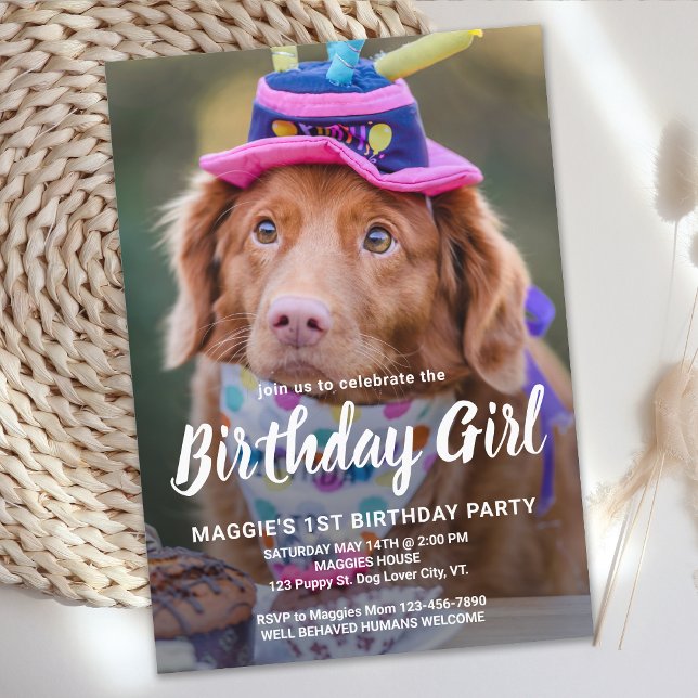 Convites Puppy Dog Birthday Personalized Pet Photo Party (Criador carregado)