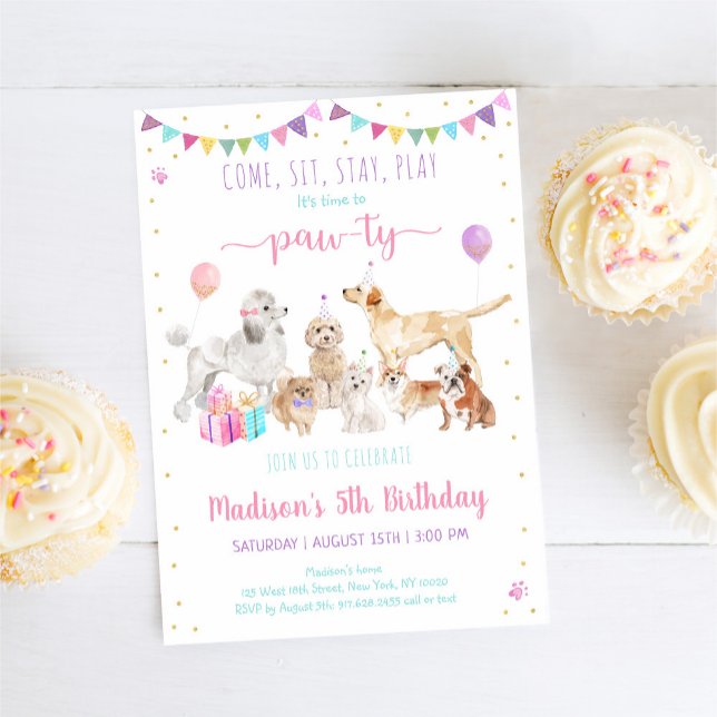 Convites Puppy Dog Paw-ty Birthday (Criador carregado)