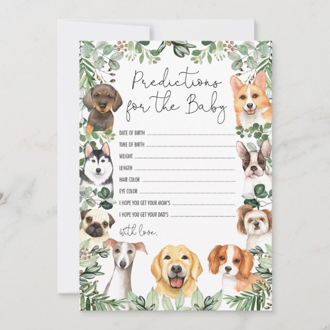 Convites Puppy Dog Predictions for Chá de fraldas Game Card (Frente)