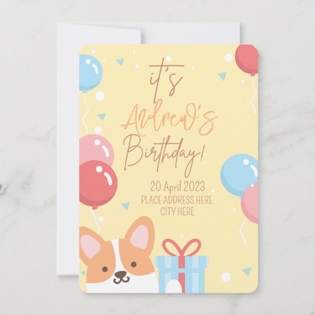 Convites Puppy Dog Theme Children's Birthday (Verso)