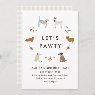 Convites Puppy Pawty Dog Park Cute Modern Birthday Convide