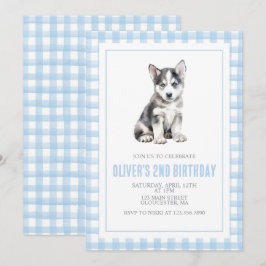 Convites Puppy preppy plaid birthday