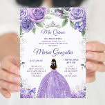 Convites Puro claro e prata Floral Charra Mis XV Anos<br><div class="desc">Leve Purple & Silver Floral Charra Mis XV Anos Convite Mis Quince Anos,  15 Birthday</div>