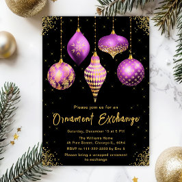 Convites Purple and Gold Ornament Exchange Party