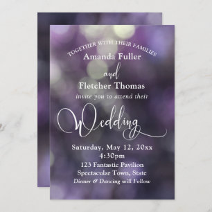 Convites Purple Bokeh Light & Typografia 32 Casamento 3