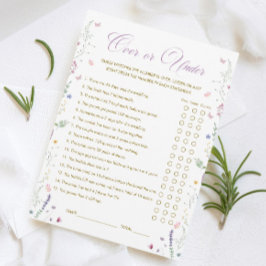 Convites Purple Book Bridal Shower Over or Under Game Card