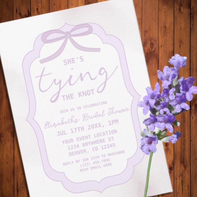Convites Purple Bow Watercolor Bridal Shower (Criador carregado)