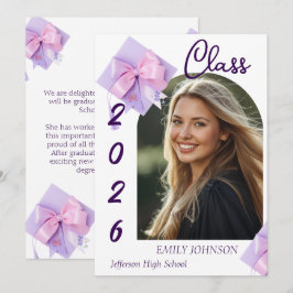 Convites Purple Cap Photo Graduation Announcement
