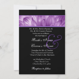 Convites Purple Dahlia Petals Casamento Papel Metálico