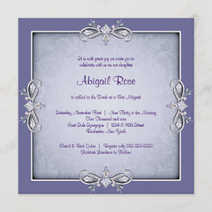 Convites Purple Damask Bat Mitzvah