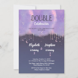 Convites Purple Double joint Celebration Birthday For Girls