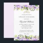 Convites Purple Elegant Watercolor Floral Sweet Sessenta<br><div class="desc">Mais elegantes convites florais na Loja Little Bayleigh!</div>