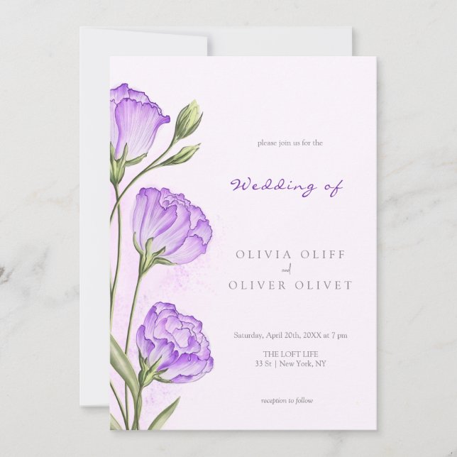 Convites Purple Eustomas Wedding (Frente)