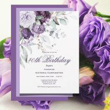 Purple Floral aniversário de 40 anos Watercolor Mo