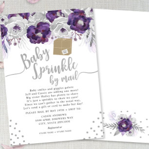 Convites Purple Floral Baby Sprinkle por correio