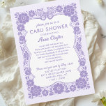 Convites Purple Floral Card Shower by Mail 50th Birthday<br><div class="desc">This personalized birthday card shower invitation is perfect for hosting a shower by mail to celebrate a 50th birthday or any milestone birthday, inviting friends and family to send heartfelt cards to someone special. The hand drawn design features a retro inspired Talavera style, lavender floral border frame with a butterfly...</div>
