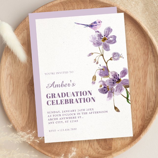 Convites Purple floral graduation (Criador carregado)