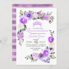 Convites Purple Floral Primavera Quinceanera Birthday Invit