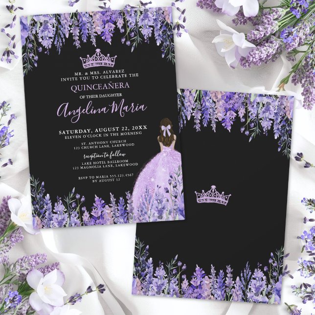 Convites Purple Floral Quinceanera Invitation (Purple Floral Quinceanera Invitation)