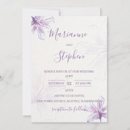 Convites Purple Floral Watercolor Wedding Invitation
