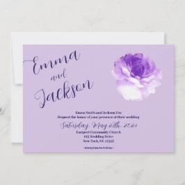 Convites Purple Flower Script Wedding Invitation