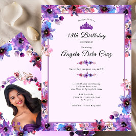 Convites Purple Flowers 18th Birthday Debut